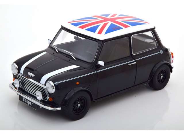 Mini Cooper with Union Jack, black/white/KK-SCALE 1/12ミニカー