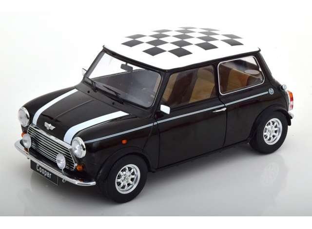 ギャラリービューアに画像をロードする, Mini Cooper with Chequered Flag, black/white/KK-SCALE 1/12ミニカー

