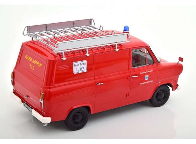 ギャラリービューアに画像をロードする, 1965 Ford Transit Delivery Van with Roof Rack Feuerwehr Germany, red/KK-SCALE 1/18ミニカー
