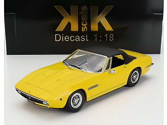 マセラティ - ギブリ スパイダー カブリオレ オープン 1970 - スポーク リム - チェルキオ ア ラッジョ - イエロー/ KK-SCALE 1/18 ミニカー