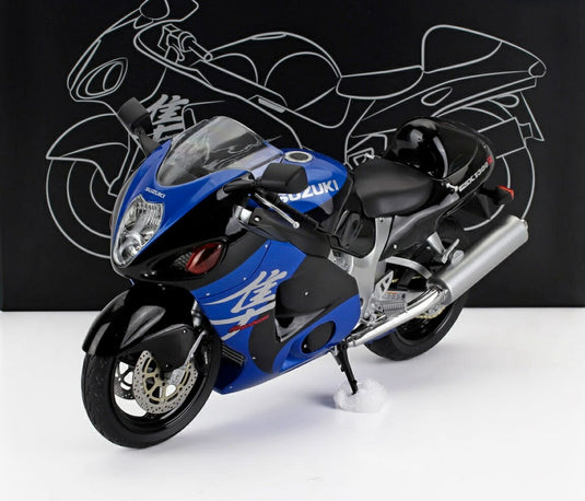 Suzukiスズキ GSX 1300R Hayabusaハヤブサ 2001 ブルー/ブラック / LCD 1/12 ミニカー バイク模型