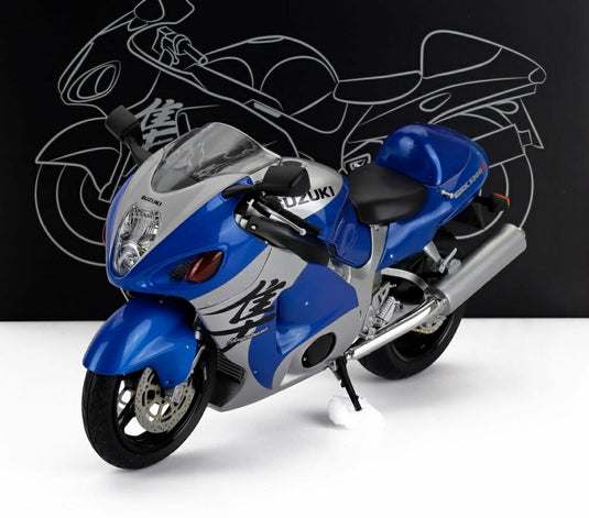Suzukiスズキ GSX 1300R Hayabusaハヤブサ 2001 ブルー/シルバー / LCD 1/12 ミニカー バイク模型