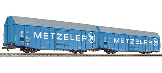 HOゲージ 鉄道模型 貨車 Liliput リリパット DB Hbbks METZELER 2 part set of freight wagons DC