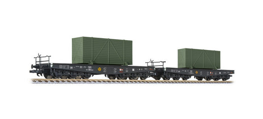HOゲージ 鉄道模型 リリパット Liliput DRB 貨車 2両セット Epoch II DC 2-piece set of heavy-duty transport wagons of the DRB epoch II