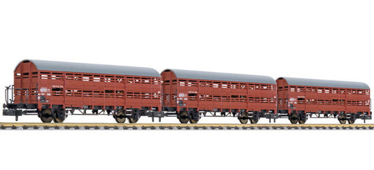 Nゲージ 鉄道模型 リリパット Liliput DB Hbes 63 Vlmms 貨車 3両セット Epoch III DC 3-pcs. set type Hbes 63 Vlmms cattle wagons of the DB epoch III