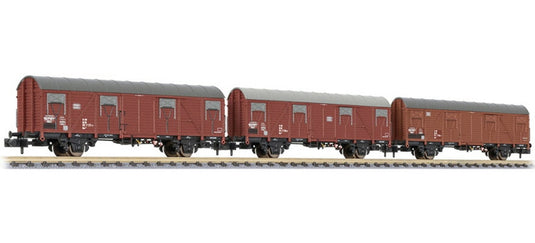 Nゲージ 鉄道模型 貨車 Liliput リリパット DB Gbs 245 Era IV 3 part Set of boxcars DC