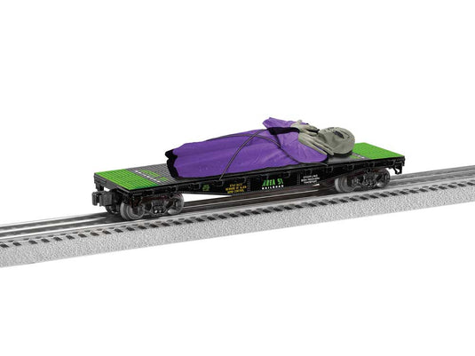 フラットカー エイリアン積荷付 エリア51 "Take Me to your Leader" (ブラック、グリーン) 3線式 完成品 / Lionel Oゲージ 鉄道模型 外国鉄道