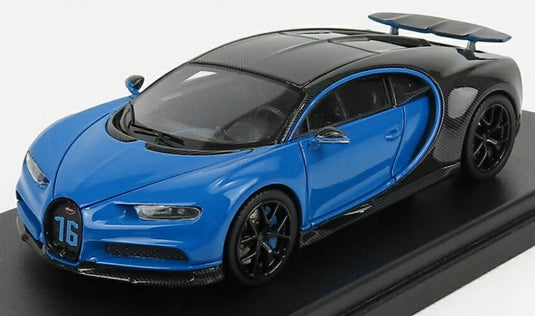 BUGATTI CHIRON SPORT N16 ウイングアップ 2019 グレーカーボンフレンチレーシングブルー/ LOOKSMART 1/43 ミニカー