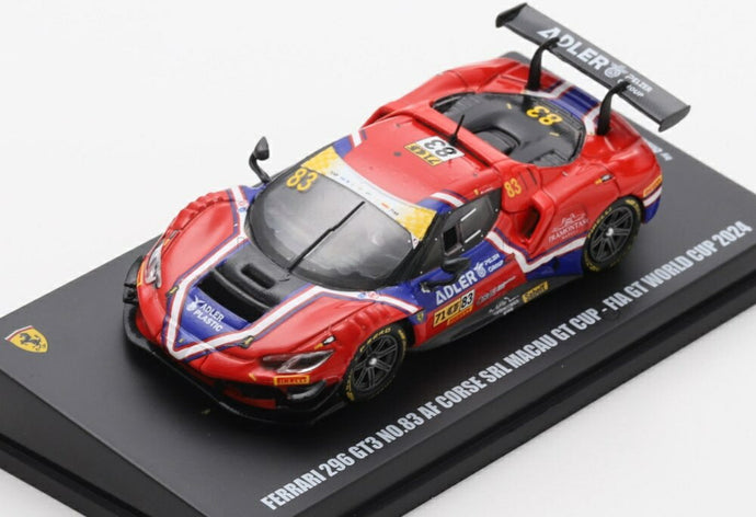 【予約】2026年発売予定FERRARI 296 GT3 チーム AF コルセ N 83 マカオGP FIA GT 2024 A.フォコ レッド ブルー/ LOOKSMART 1/64 ミニカー