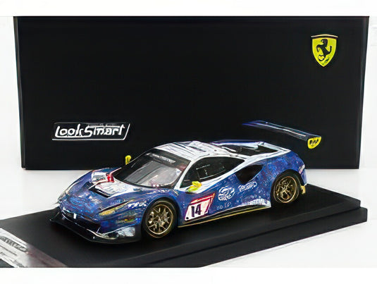 FERRARI 488 GT3 EVO 3.9L TURBO V8 HELLA PAGID RACING ONE GMBH TEAM N 14 24h NURBURGRING 2022 JEROEN BLEEKEMOLEN CHRISTIAN KOHLHAAS NICK FOSTER JULES SZYMKOWIAK BLUE WHITE/LOOKSMART 1/43ミニカー