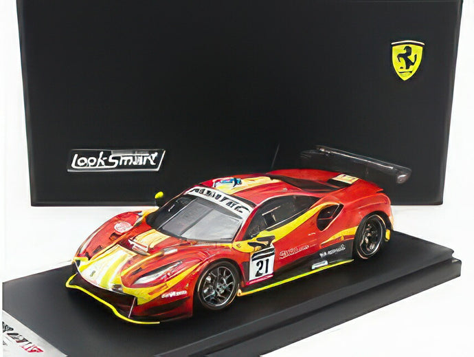 FERRARI 488 GT3 EVO 3.9L TURBO V8 TEAM AF CORSE N 21 24h SPA 2022 ALESSANDRO BALZAN HUGO DELACOUR DAVID PEREL CEDRIC SBIRRAZZUOLI RED YELLOW BLACK/LOOKSMART 1/43ミニカー