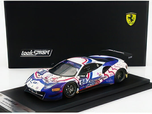 FERRARI 488 GT3 EVO 3.9L ターボ V8 チャイニーズ・タイペイチーム 68号車 2022年FIAモータースポーツゲームズ GTスプリントカップ ポール・リカール ドライバー:エヴァン・チェン ホワイト/ブルー/LOOKSMART 1/43ミニカー