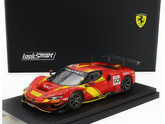 FERRARI 296 GT3 3.0L TWIN TURBO V6 TEAM AF CORSE FRANCORCHAMPS MOTORTS N 50 24h SPA 2023 SIMON MANN ULYSSE DE PAUW JULIEN PIGUET NICOLAS VARRONE RED YELLOW/LOOKSMART 1/43ミニカー