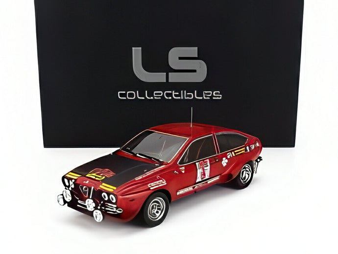 ALFA ROMEO アルフェッタ GT Gr2 ナイトバージョン #6 ラリーエルバ島 優勝 1975 AMILCARE BALLESTRIERI/ENRICO GIGLI レッド/ブラック/ LS-Collectibles 1/18 ミニカー