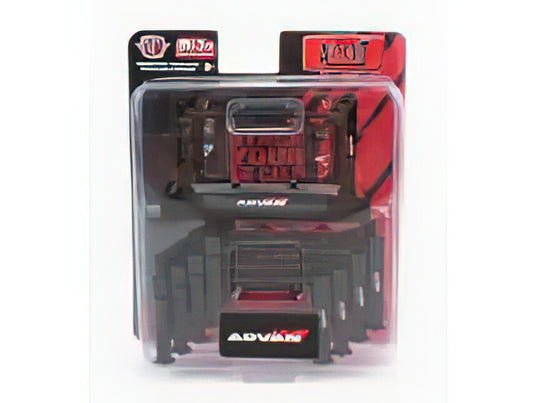 ACCESSORIES - SET 5X ADVAN GARAGE SET OFFICINA - PONTE SOLLEVATORE AUTO - FOUR POST LIFT - BLACK/M2 1/64ミニカー