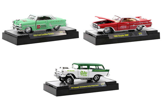 コカ・コーラ 3台セット アメ車 トラック 模型 ダイキャスト モデル コレクション / M2MACHINES 1/64 ミニカー 模型
