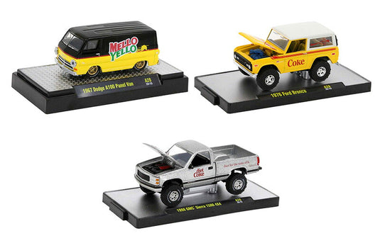 コカ・コーラ 3台セット ダッジ ブロンコ シエラ 働く車 四駆 模型 モデル / M2MACHINES 1/64 ミニカー 模型