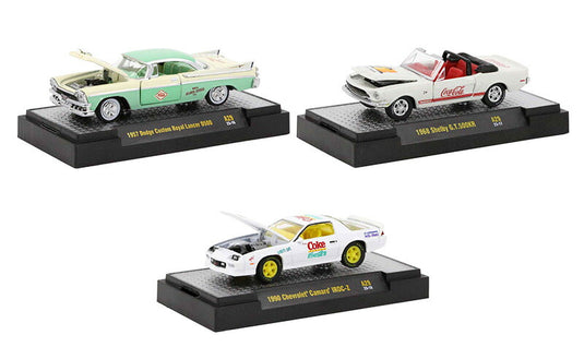 コカ・コーラ 3台セット ダッジ カスタムロイヤル シェルビー カマロ 模型 モデル / M2MACHINES 1/64 ミニカー 模型