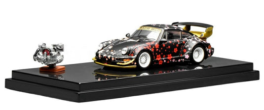 【予約】2026年発売予定 Porscheポルシェ 911 964 RWB RAUH WELT AOKI ボディキット エンジン付 1994 ブラック / MOTORHELIX 1/64 ミニカー