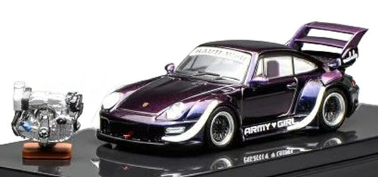 【予約】2026年発売予定 Porscheポルシェ 911 993 RWB RAUH WELTラウヴェルト ARMY GIRL COUPEクーペ 1993 PURPLEパープ / MOTORHELIX 1/64 ミニカー