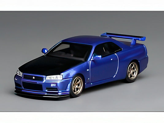 【予約】2026年発売予定NISSAN GT-R R34 クーペ V-SPEC II カスタム 1999 ブルー ブラック/ MOTORHELIX 1/64 ミニカー