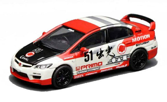 【予約】8-10月以降発売予定HONDA シビック タイプR (FD2) N 51 IDEMITSU エディション 2007 ホワイト レッド / MOTORHELIX 1/64 ミニカー