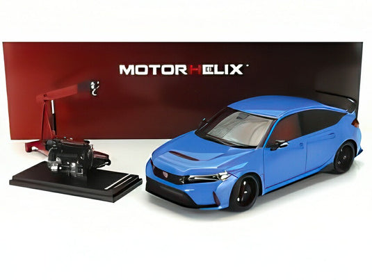 HONDA シビック タイプR (FL5) エンジンとアクセサリー付き 2020 ブルーレーシングパール/ MOTORHELIX 1/18 ミニカー