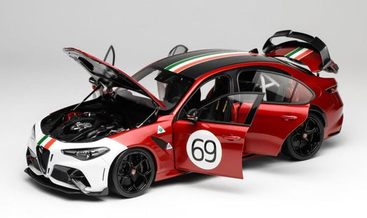 【予約】8-10月以降発売予定ALFA ROMEO GIULIA GTAm N 69 レーシング 2021 レッド ホワイト 799台限定/ MOTORHELIX 1/18 ミニカー