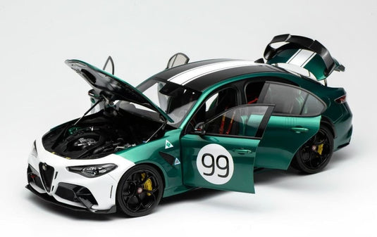 【予約】8-10月以降発売予定ALFA ROMEO GIULIA GTAm N 99 レーシング 2021 グリーン ホワイト 799台限定/ MOTORHELIX 1/18 ミニカー