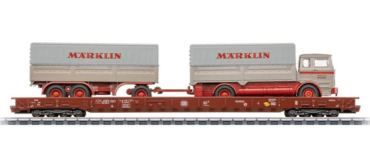HOゲージ 鉄道模型 Marklin メルクリン DB Saadkms 690 低床貨車 Carsonトラック Era IV AC