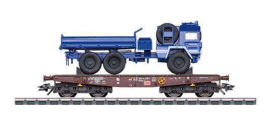 HOゲージ 貨車 メルクリン Maerklin Heavy-duty vehicle Rlmmps 651 with THW truck MAN AC