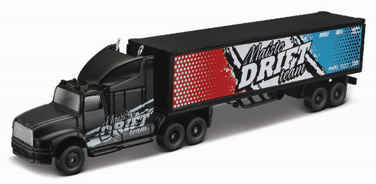 ドリフトチーム トラック トレーラー付 ブラック 働く車 運搬 模型 モデル / MAISTO 1/87 ミニカー 模型