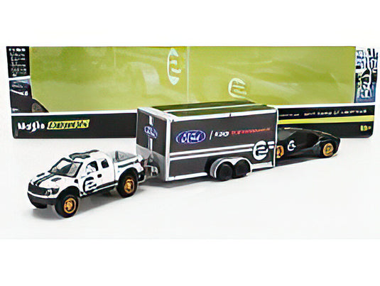 FORD USA F 150 RAPTOR PICK UP 2010 WITH TRAILER CAR TRANSPORTER + GT N 2 2017 BLACK SILVER/MAISTO 1/64ミニカー