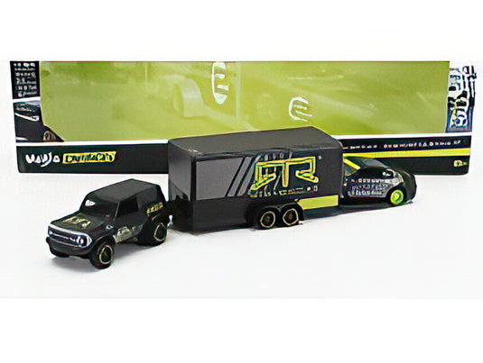 FORD USA BRONCO 2021 WITH TRAILER CAR TRANSPORTER + MUSTANG GT COUPE RTR VEHICLES 2015 GREY YELLOW/MAISTO 1/64ミニカー