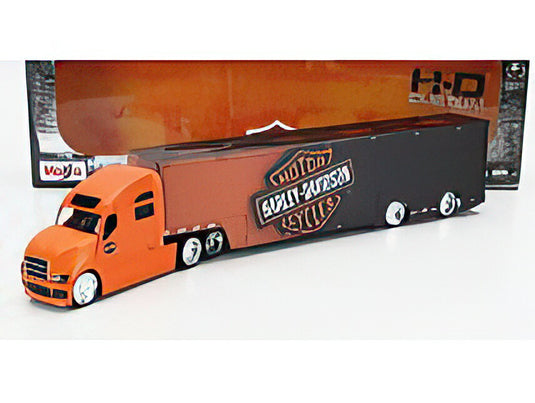TRUCK H D HAULERS TRUCK HARLEY DAVIDSON CAR TRANSPORTER 2021 ORANGE BLACK/MAISTO 1/64ミニカー