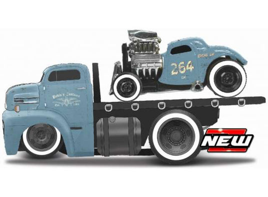 1950 フォード COE & 1933 フォード 3W クーペ 積載車セット ブルー / MAISTO 1/64 ミニカー