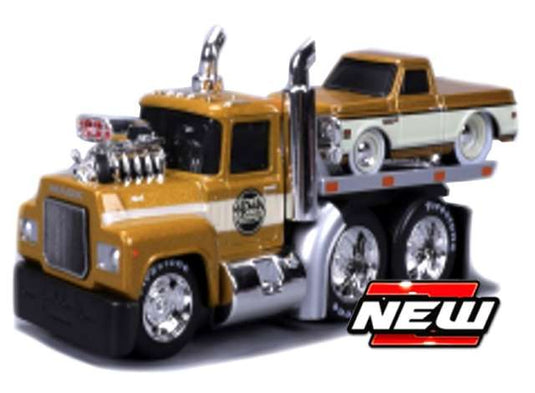 1980 マック R685ST & 1972 シボレー C10 ピックアップ 積載車セット / MAISTO 1/64 ミニカー