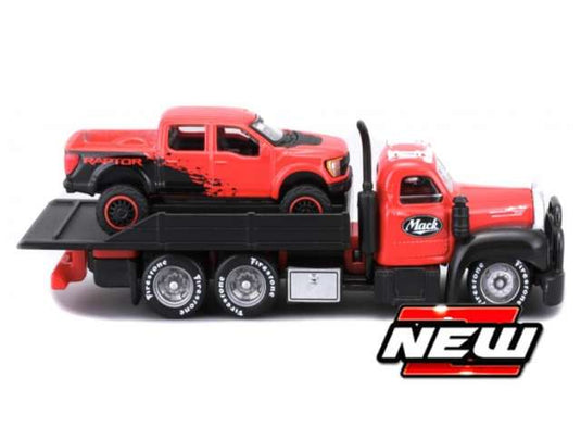 1953 マック B-61 & フォード F150 ラプター 積載車セット レッド / MAISTO 1/64 ミニカー