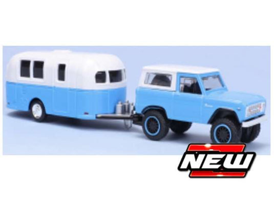 1966 フォード ブロンコ キャンピングトレーラー付 ブルー/ホワイト ミニカー / MAISTO 1/64 ミニカー