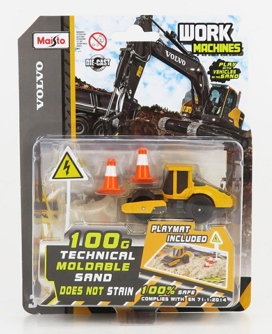 VOLVOボルボ RULLO VIBRANTE MONOTAMBURO SCHIACCIASASSI STONE CRUSHER ROLL 2010 WITH ACCESSORIES / MAISTO 1/64 ミニカー