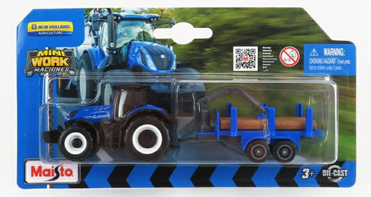 NEW HOLLANDニューホランド T7 315 TRACTORトラクター 2018 WITH TRAILERトレーラー付 ブルーウッド / MAISTO 1/64 ミニカー