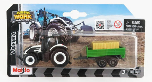 VALTRAバルトラ Q305 TRACTORトラクター 2018 WITH TRAILERトレーラー付 ホワイトグリーン / MAISTO 1/64 ミニカー