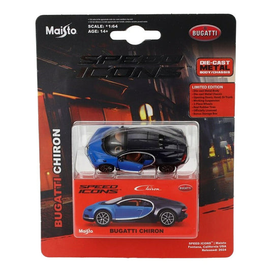 Bugattiブガッティ Chironシロン 2016 ブルー/ブラック SPEED ICONS 1-SERIES / MAISTO 1/64 ミニカー
