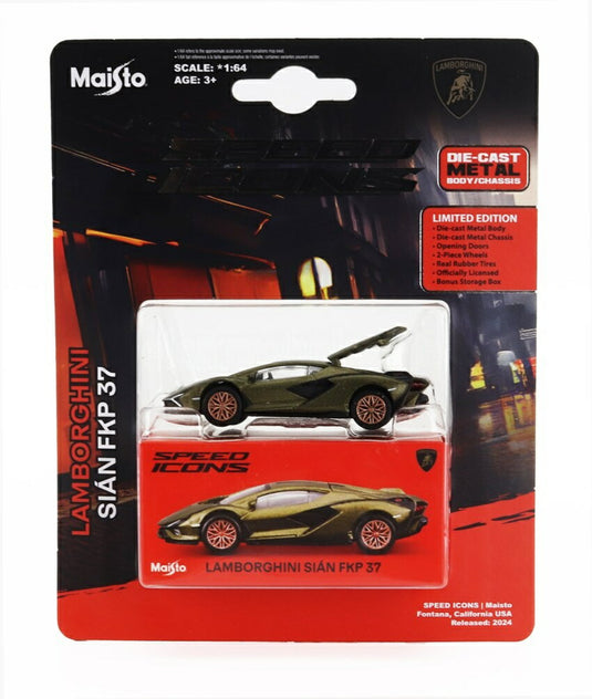 LAMBORGHINIランボルギーニ SIANシアン FKP 37 HYBRIDハイブリッド 2020 マットグリーン / MAISTO 1/64 ミニカー