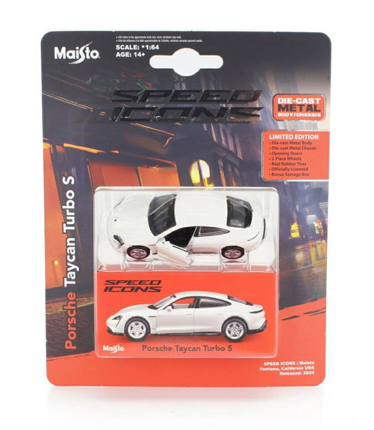 PORSCHEポルシェ TAYCANタイカン TURBOターボ S 2019 ホワイト / MAISTO 1/64 ミニカー