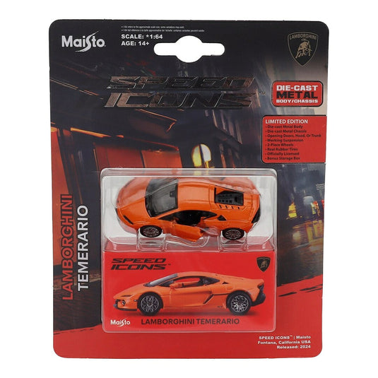 Lamborghiniランボルギーニ TEMERARIO 2024 オレンジ SPEED ICONS 1-SERIES / MAISTO 1/64 ミニカー