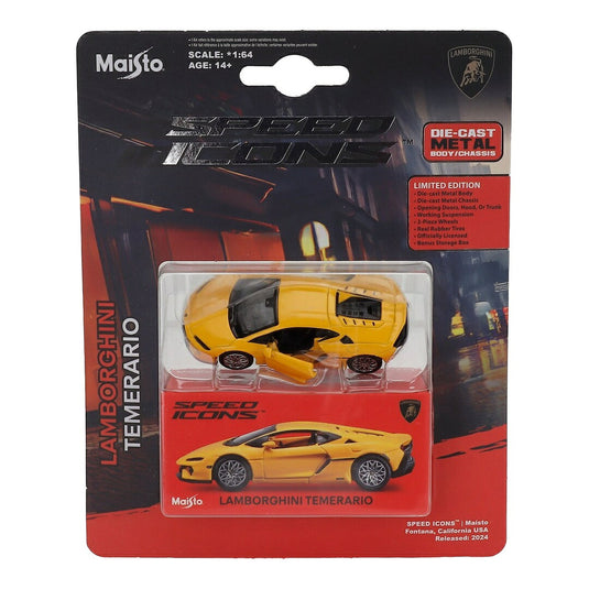 Lamborghiniランボルギーニ TEMERARIO 2024 イエロー SPEED ICONS 1-SERIES / MAISTO 1/64 ミニカー