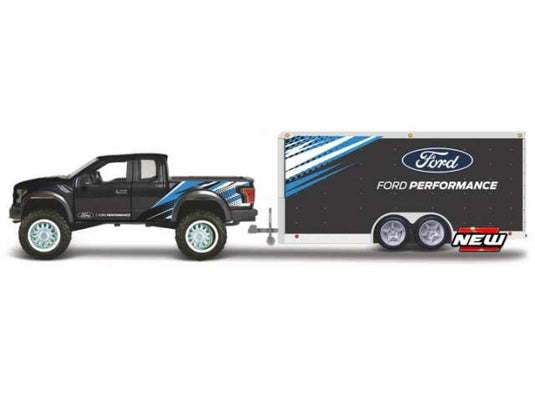 2021 フォード F-150 ラプター カートレーラー付 ブラック/ブルー 働く車 / MAISTO 1/64 ミニカー