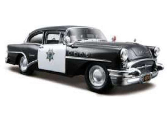 1955 ビュイック センチュリー 警察車両 ホワイト/ブラック ポリス 働く車 / MAISTO 1/26 ミニカー