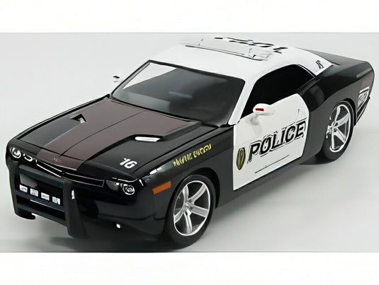 DODGE チャレンジャー HEMI 6.1 クーペ コンセプト 警察 2006 ブラックホワイト/ MAISTO 1/18 ミニカー